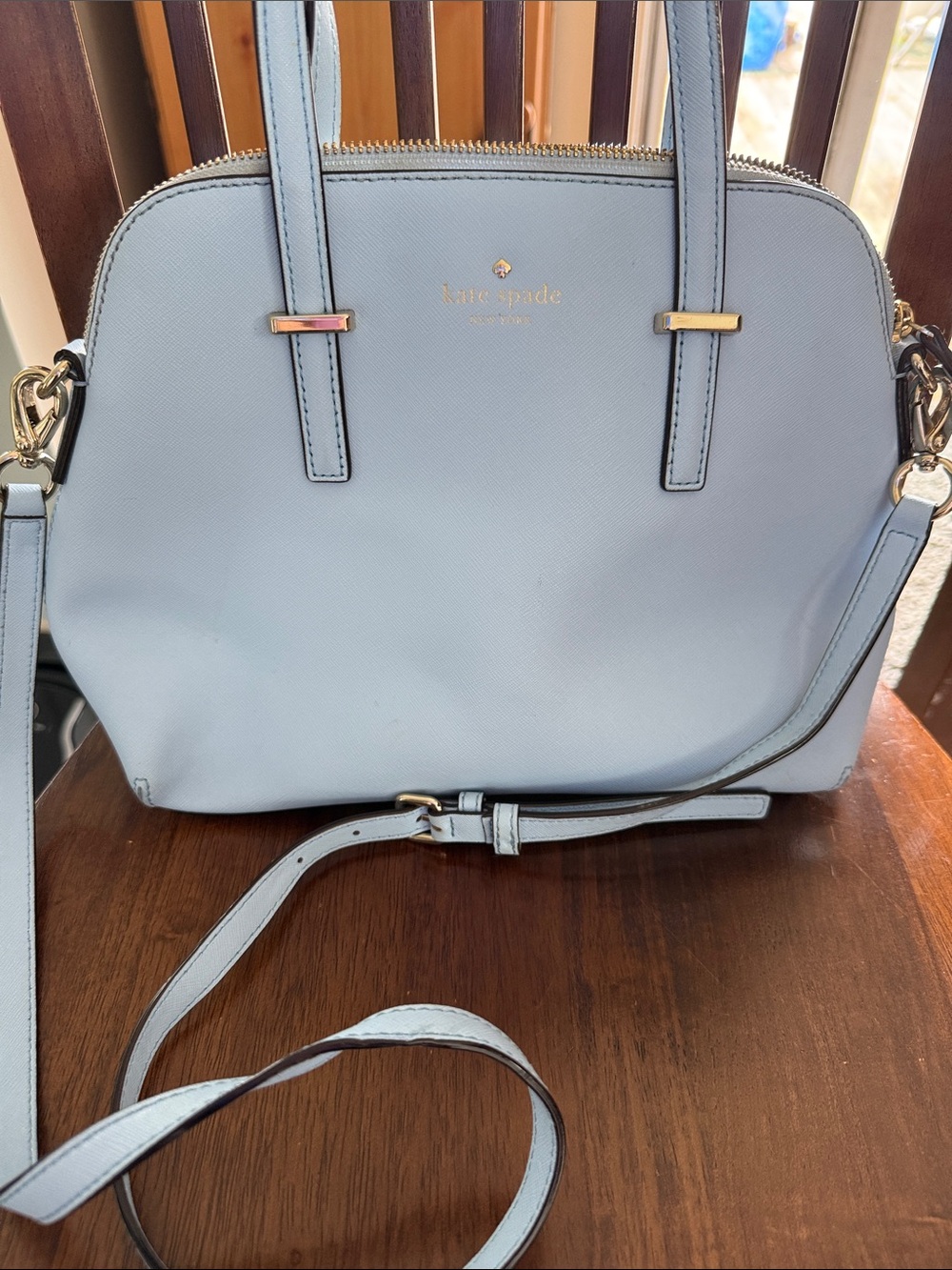 kate spade Pale Blue Dome Satchel with Gold Hardware